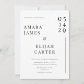 Modern Black and White Minimal Wedding Kaart (Voorkant)