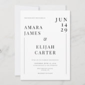 Modern Black and White Minimal Wedding Kaart (Voorkant)