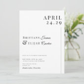 Modern Black and White Minimal Wedding Kaart (Staand voorkant)