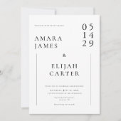 Modern Black and White Minimal Wedding Kaart (Voorkant)