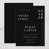 Modern Black and White Minimal Wedding Kaart (Voorkant / Achterkant)