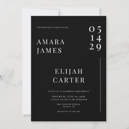 Modern Black and White Minimal Wedding Kaart