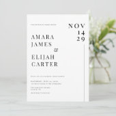 Modern Black and White Minimal Wedding Kaart (Staand voorkant)