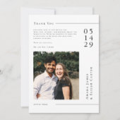 Modern Black and White Minimal Wedding Photo  Bedankkaart (Voorkant)