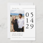 Modern Black and White Minimal Wedding Photo Bedankkaart (Voorkant)