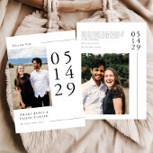 Modern Black and White Minimal Wedding Photo Bedankkaart