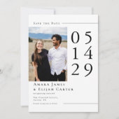 Modern Black and White Minimal Wedding Photo Save The Date (Voorkant)