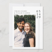 Modern Black and White Minimal Wedding Photo Save The Date (Achterkant)