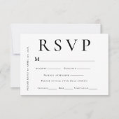 Modern Black and White Minimal Wedding RSVP Kaartje (Voorkant)