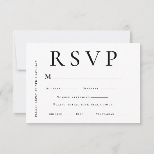 Modern Black and White Minimal Wedding RSVP Kaartje (Voorkant)