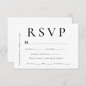 Modern Black and White Minimal Wedding RSVP Kaartje (Voorkant / Achterkant)