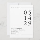 Modern Black and White Minimal Wedding Save The Date (Voorkant)