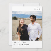 Modern Black and White Minimal Wedding Save The Date (Achterkant)