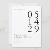 Modern Black and White Minimal Wedding Save The Date (Voorkant)