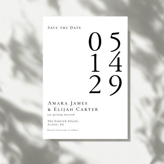Modern Black and White Minimal Wedding Save The Date