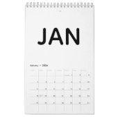 Modern Black and White Minimalist 2026 Kalender (Jan 2026)
