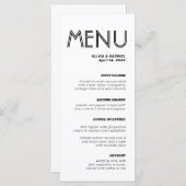 Modern Black and white minimalist class Wedding Menu (Voorkant / Achterkant)
