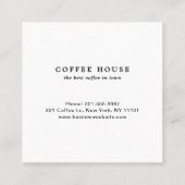 Modern Black and White Minimalist Cute Coffee Cup Vierkante Visitekaartje (Achterkant)