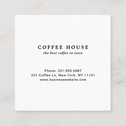 Modern Black and White Minimalist Cute Coffee Cup Vierkante Visitekaartje (Achterkant)