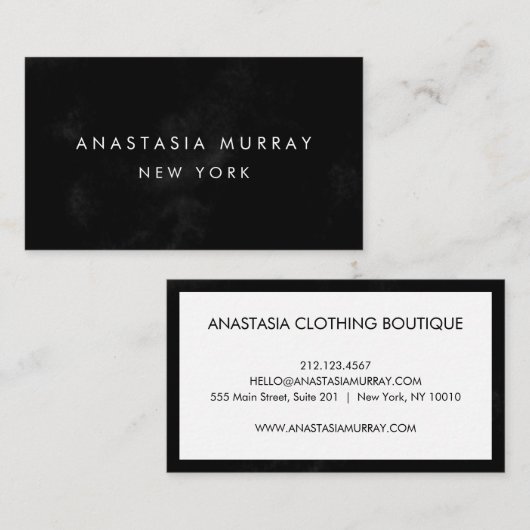 Modern Black and White Minimalist Luxury Boutique Visitekaartje (Voorkant / Achterkant)