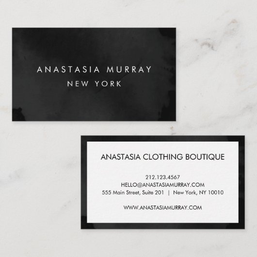 Modern Black and White Minimalist Luxury Boutique Visitekaartje (Voorkant / Achterkant)