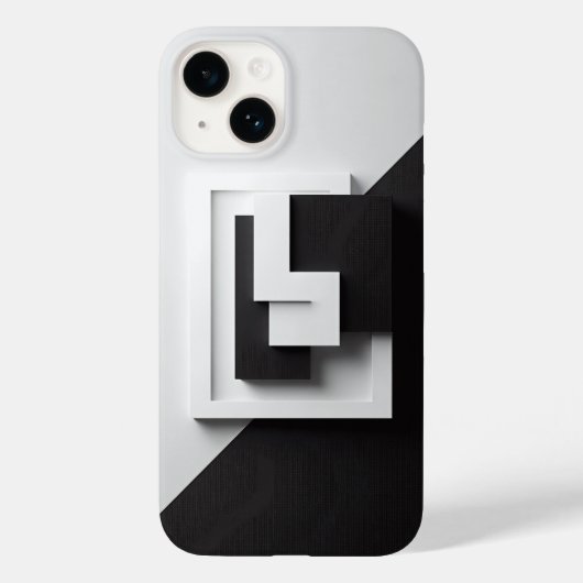 Modern Black and White Minimalist Phone Case - 3D  (Achterkant)