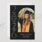 Modern Black and White Minimalist Photo Graduation Aankondiging (Voorkant)