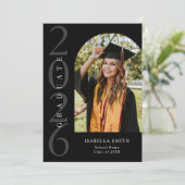 Modern Black and White Minimalist Photo Graduation Aankondiging (Staand voorkant)