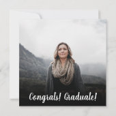 Modern black and white minimalist photo graduation kaart (Achterkant)