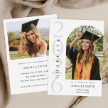 Modern Black and White Minimalist Photo Graduation Kaart<br><div class="desc">Create your own custom photo graduation party invitations celebrating your graduates achievement in this modern minimalist design.</div>