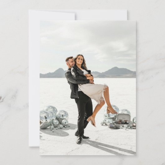 Modern Black and White Minimalist Photo Wedding Kaart (Achterkant)