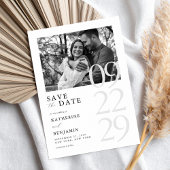Modern Black and White Minimalist Photo Wedding Save The Date