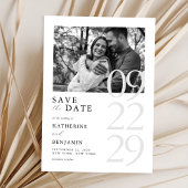 Modern Black and White Minimalist Photo Wedding Save The Date