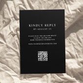 Modern Black and White Minimalist QR Code Wedding RSVP Kaartje