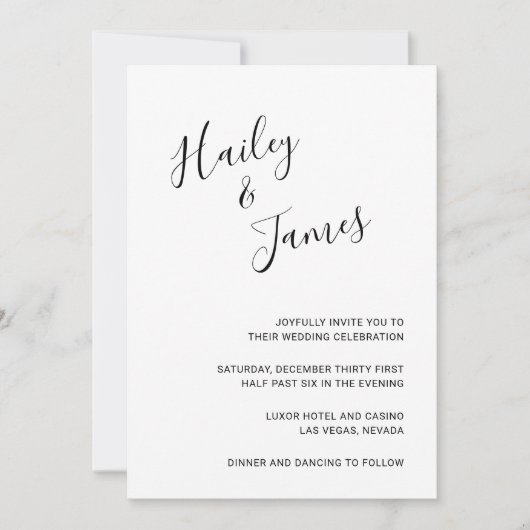 Modern Black and White Minimalist Simple Wedding Kaart (Voorkant)