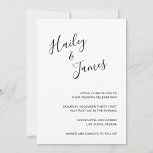 Modern Black and White Minimalist Simple Wedding Kaart
