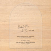 Modern Black and White Minimalist Wedding Acryl Uitnodigingen (Voorkant)