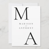 Modern Black and White Minimalist Wedding Kaart (Voorkant)