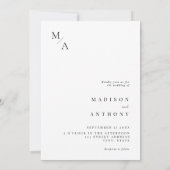 Modern Black and White Minimalist Wedding Kaart (Achterkant)