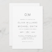 Modern Black and White Minimalist Wedding Kaart (Voorkant / Achterkant)