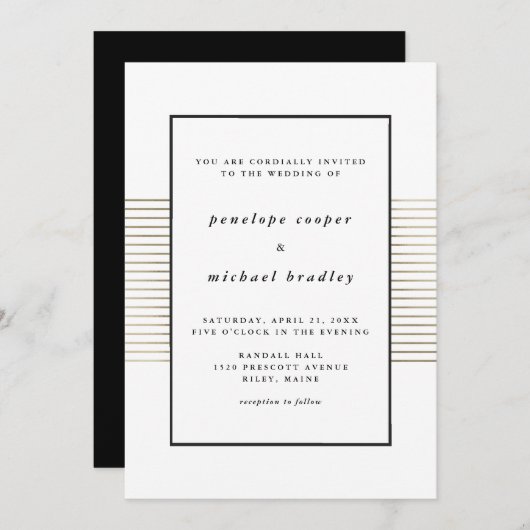 Modern Black and White Minimalist Wedding Kaart (Voorkant / Achterkant)