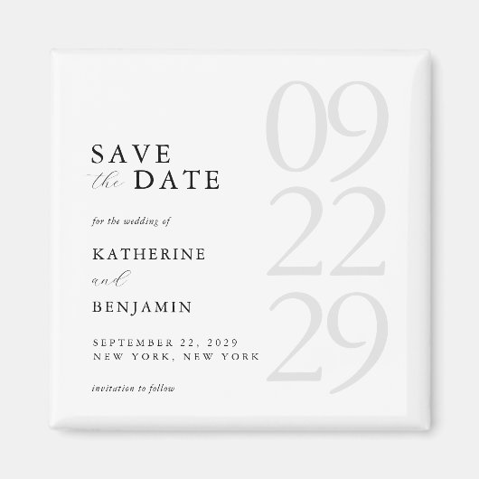 Modern Black and White Minimalist Wedding Magneet (Voorkant)