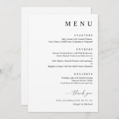 Modern Black and White Minimalist Wedding Menu (Voorkant / Achterkant)
