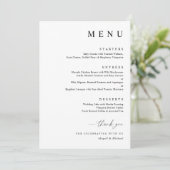 Modern Black and White Minimalist Wedding Menu (Staand voorkant)
