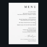 Modern Black and White Minimalist Wedding Menu<br><div class="desc">Introductie van ons moderne minimalistische huwelijksmenu - een slanke en verfijnde toevoeging aan uw viering. Dit menu straalt eigentijdse elegantie uit met zijn strakke lijnen en tijdloos zwart-wit design. Het menu is gemaakt met een minimalistische gevoeligheid en getuigt van de schoonheid van eenvoud. De strakke zwarte typografie tegen de heldere...</div>