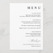 Modern Black and White Minimalist Wedding Menu (Voorkant)