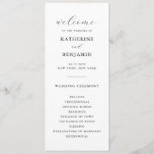 Modern Black and White Minimalist Wedding Programmakaart (Voorkant)