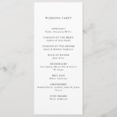 Modern Black and White Minimalist Wedding Programmakaart (Achterkant)