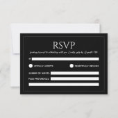 Modern black and white minimalist wedding RSVP kaartje (Voorkant)