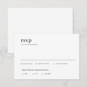 Modern Black and White Minimalist Wedding RSVP Kaartje (Voorkant / Achterkant)